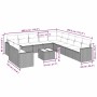 Set de sofás de jardín 12 pzas y cojines ratán sintético gris