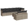 Set muebles jardín 9 pzas y cojines ratán sintético gris claro
