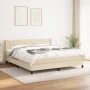 Box spring bed with cream fabric mattress 160x200 cm by vidaXL, Beds and slatted bases - Ref: Foro24-3129966, Price: 518,84 €...