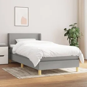 Box spring bed with light gray fabric mattress 90x200 cm by vidaXL, Beds and slatted bases - Ref: Foro24-3130081, Price: 305,...