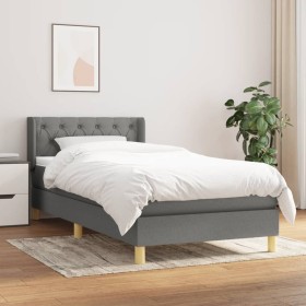 Cama box spring con colchón tela gris oscuro 80x200 cm