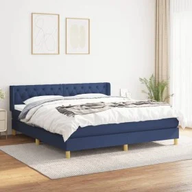Box spring bed with blue fabric mattress 160x200 cm by vidaXL, Beds and slatted bases - Ref: Foro24-3130527, Price: 512,85 €,...