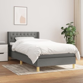 Cama box spring con colchón tela gris oscuro 90x200 cm de vidaXL, Camas y somieres - Ref: Foro24-3130482, Precio: 316,09 €, D...