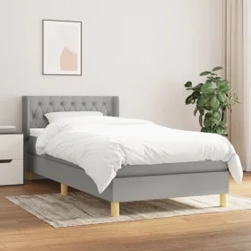Box spring bed with light gray fabric mattress 90x200 cm by vidaXL, Beds and slatted bases - Ref: Foro24-3130481, Price: 314,...