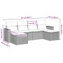 Set sofás de jardín 6 piezas y cojines ratán sintético marrón