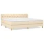 Box spring bed with cream fabric mattress 200x200 cm by vidaXL, Beds and slatted bases - Ref: Foro24-3130542, Price: 563,04 €...