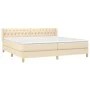 Box spring bed with cream fabric mattress 200x200 cm by vidaXL, Beds and slatted bases - Ref: Foro24-3130542, Price: 563,04 €...