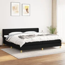 Box spring bed with black fabric mattress 200x200 cm by vidaXL, Beds and slatted bases - Ref: Foro24-3130139, Price: 577,38 €...