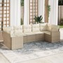 Set sofás de jardín 7 piezas y cojines ratán sintético beige en Conjuntos de jardín | Comprar online en Foro24
