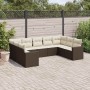 Set de sofás de jardín 9 pzas y cojines ratán sintético marrón