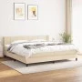 Box spring bed with cream fabric mattress 200x200 cm by vidaXL, Beds and slatted bases - Ref: Foro24-3129742, Price: 546,32 €...