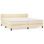 Box spring bed with cream fabric mattress 200x200 cm by vidaXL, Beds and slatted bases - Ref: Foro24-3129742, Price: 546,32 €...