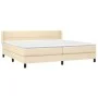 Box spring bed with cream fabric mattress 200x200 cm by vidaXL, Beds and slatted bases - Ref: Foro24-3129742, Price: 546,32 €...