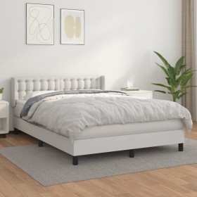 Cama box spring con colchón cuero sintético blanco 140x200cm de vidaXL, Camas y somieres - Ref: Foro24-3130782, Precio: 485,0...
