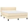 Box spring bed with cream fabric mattress 140x200 cm by vidaXL, Beds and slatted bases - Ref: Foro24-3129718, Price: 433,10 €...