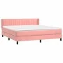 Box spring bed with pink velvet mattress 160x200 cm by vidaXL, Beds and slatted bases - Ref: Foro24-3131092, Price: 451,29 €,...