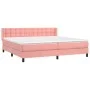 Box spring bed with pink velvet mattress 200x200 cm by vidaXL, Beds and slatted bases - Ref: Foro24-3131224, Price: 534,90 €,...