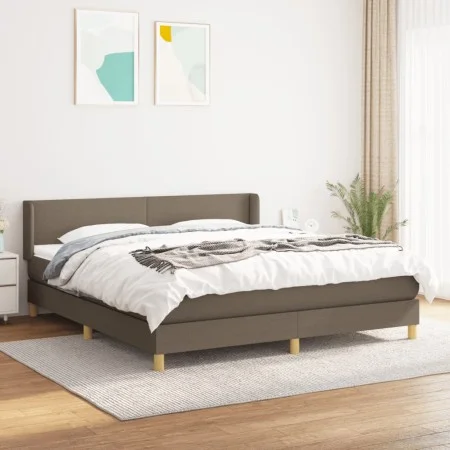 Box spring bed with taupe gray fabric mattress 160x200 cm by vidaXL, Beds and slatted bases - Ref: Foro24-3130125, Price: 510...