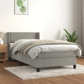 Box spring bed with light gray velvet mattress 90x190 cm by vidaXL, Beds and slatted bases - Ref: Foro24-3130877, Price: 288,...