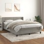 Box spring bed with light gray velvet mattress 140x190 cm by vidaXL, Beds and slatted bases - Ref: Foro24-3130835, Price: 464...