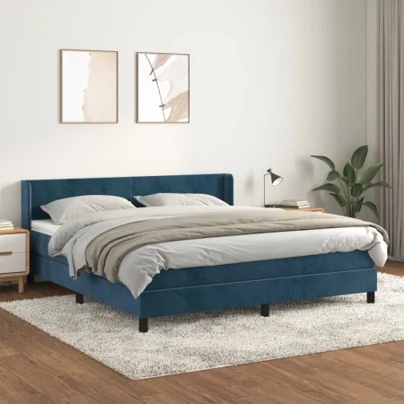 Box spring bed with dark blue velvet mattress 180x200 cm by vidaXL, Beds and slatted bases - Ref: Foro24-3130857, Price: 560,...