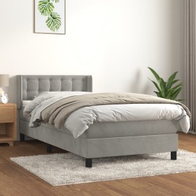 Box spring bed with light gray velvet mattress 90x190 cm by vidaXL, Beds and slatted bases - Ref: Foro24-3131177, Price: 305,...