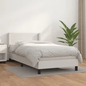 Box spring bed with white synthetic leather mattress 90x190 cm by vidaXL, Beds and slatted bases - Ref: Foro24-3130692, Price...