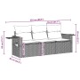 Set sofás de jardín 3 piezas y cojines ratán sintético marrón