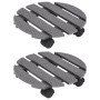 Soporte con ruedas para plantas 2 unidades WPC gris Ø30x7,5 cm