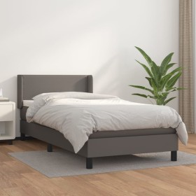 Cama box spring con colchón cuero sintético gris 100x200 cm de vidaXL, Camas y somieres - Ref: Foro24-3130707, Precio: 328,68...