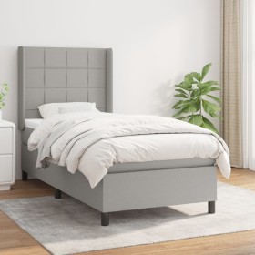 Box spring bed with light gray fabric mattress 90x200 cm by vidaXL, Beds and slatted bases - Ref: Foro24-3131401, Price: 354,...