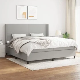 Box spring bed with light gray fabric mattress 200x200 cm by vidaXL, Beds and slatted bases - Ref: Foro24-3131297, Price: 697...