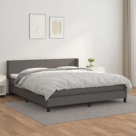 Box spring bed with gray synthetic leather mattress 180x200 cm by vidaXL, Beds and slatted bases - Ref: Foro24-3130677, Price...