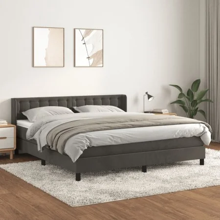 Box spring bed with dark gray velvet mattress 160x200 cm by vidaXL, Beds and slatted bases - Ref: Foro24-3131208, Price: 507,...