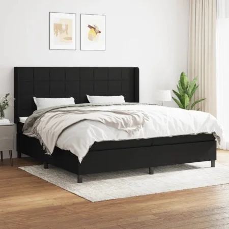 Box spring bed with black fabric mattress 200x200 cm by vidaXL, Beds and slatted bases - Ref: Foro24-3131459, Price: 657,68 €...