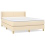 Box spring bed with cream fabric mattress 140x200 cm by vidaXL, Beds and slatted bases - Ref: Foro24-3130118, Price: 451,56 €...