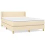 Box spring bed with cream fabric mattress 140x200 cm by vidaXL, Beds and slatted bases - Ref: Foro24-3130118, Price: 436,77 €...