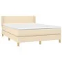 Box spring bed with cream fabric mattress 140x200 cm by vidaXL, Beds and slatted bases - Ref: Foro24-3130118, Price: 436,77 €...