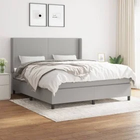 Box spring bed with light gray fabric mattress 180x200 cm by vidaXL, Beds and slatted bases - Ref: Foro24-3131289, Price: 592...