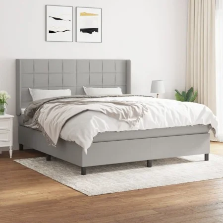 Box spring bed with light gray fabric mattress 180x200 cm by vidaXL, Beds and slatted bases - Ref: Foro24-3131449, Price: 595...