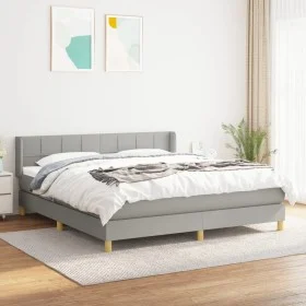 Box spring bed with light gray fabric mattress 180x200 cm by vidaXL, Beds and slatted bases - Ref: Foro24-3130289, Price: 521...