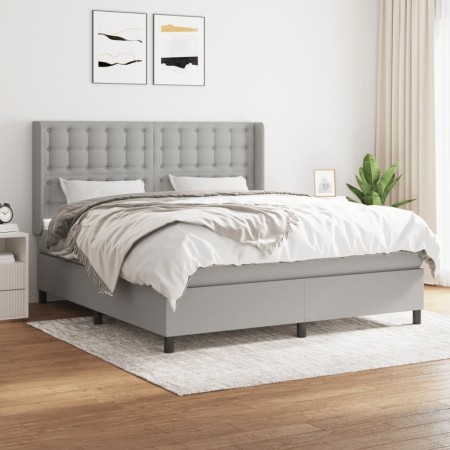 Box spring bed with light gray fabric mattress 180x200 cm by vidaXL, Beds and slatted bases - Ref: Foro24-3131769, Price: 614...