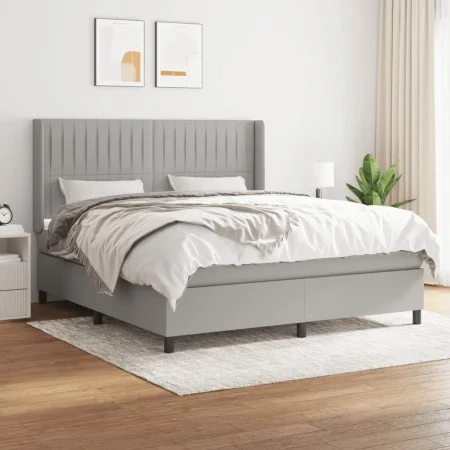 Box spring bed with light gray fabric mattress 180x200 cm by vidaXL, Beds and slatted bases - Ref: Foro24-3131609, Price: 586...