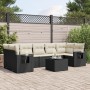 Set de sofás de jardín 8 piezas y cojines ratán sintético negro