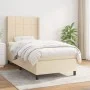 Box spring bed with cream fabric mattress 100x200 cm by vidaXL, Beds and slatted bases - Ref: Foro24-3131414, Price: 340,42 €...