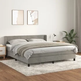 Box spring bed with light gray velvet mattress 180x200 cm by vidaXL, Beds and slatted bases - Ref: Foro24-3130853, Price: 515...