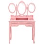 Tocador con taburete y espejo triple plegable rosa de vidaXL, Tocadores para dormitorios - Ref: Foro24-289327, Precio: 174,85...