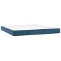 Cama box spring con colchón terciopelo azul oscuro 160x200 cm