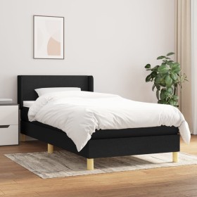 Cama box spring con colchón tela negro 100x200 cm