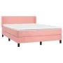 Box spring bed with pink velvet mattress 140x190 cm by vidaXL, Beds and slatted bases - Ref: Foro24-3130840, Price: 443,21 €,...